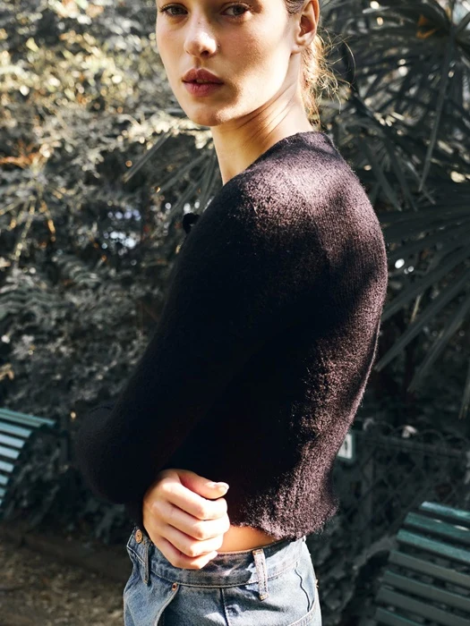 Mohair Round Crop Cardigan Mohair Round Crop Cardigan