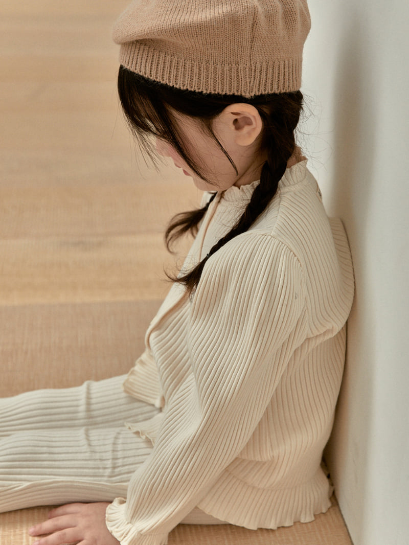 A-Market - Korean Children Fashion - #discoveringself - Puff Ribbed Cardigan - 4
