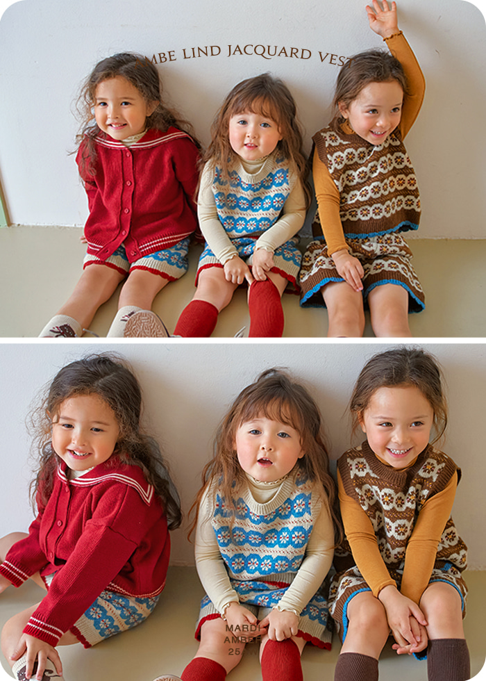 Amber - Korean Children Fashion - #stylishchildhood - Lind Jacquard Vest