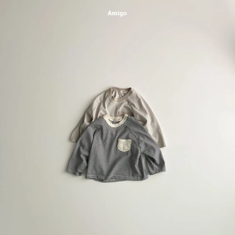 Amigo - Korean Baby Fashion - #babyboutique - Pocket Stripe Tee
