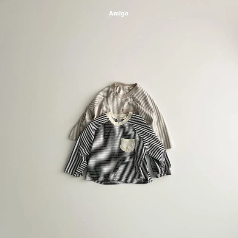 Amigo - Korean Baby Fashion - #babyboutique - Pocket Stripe Tee - 2