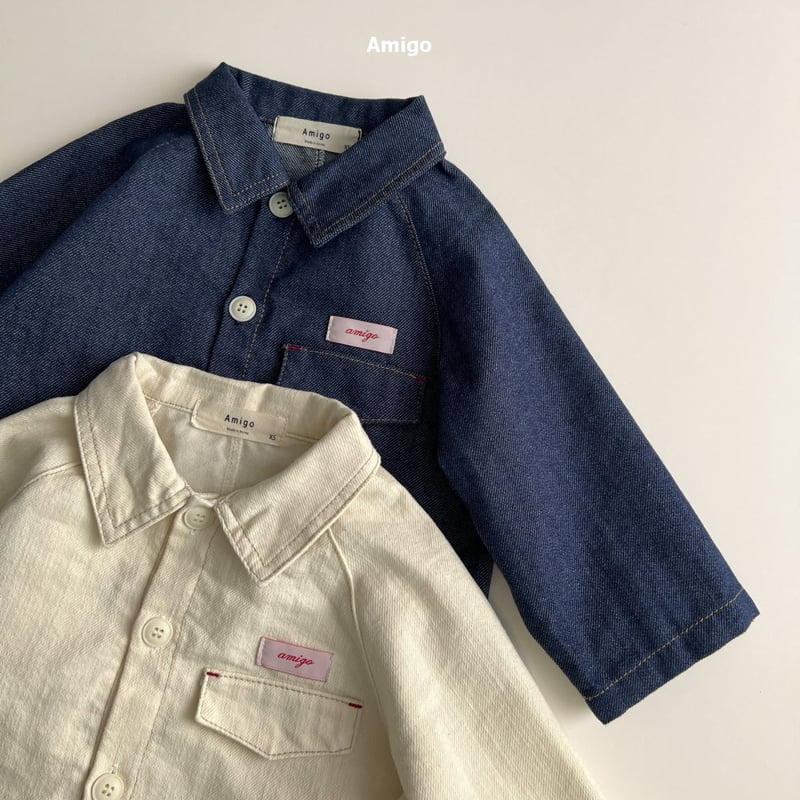 Amigo - Korean Baby Fashion - #babyboutiqueclothing - Raglan Denim Shirt - 2