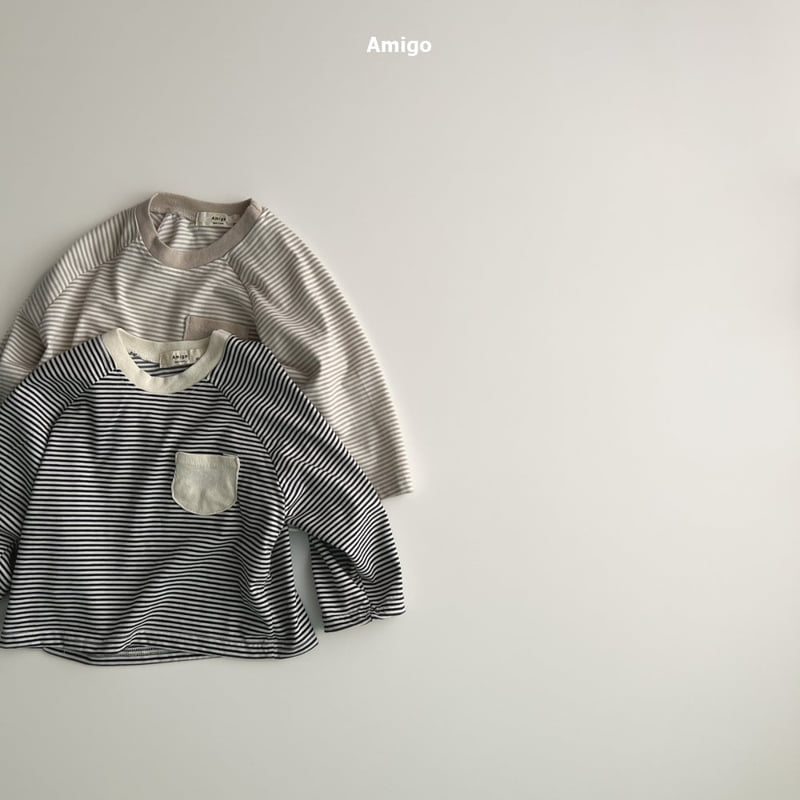 Amigo - Korean Baby Fashion - #babyfashion - Pocket Stripe Tee - 5