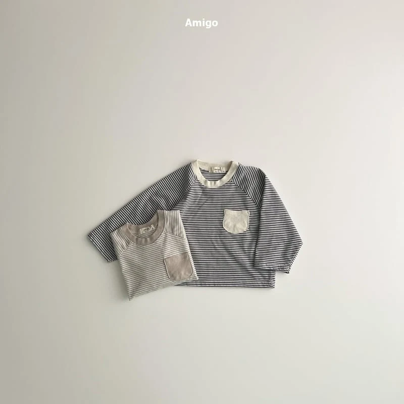 Amigo - Korean Baby Fashion - #babygirlfashion - Pocket Stripe Tee - 7