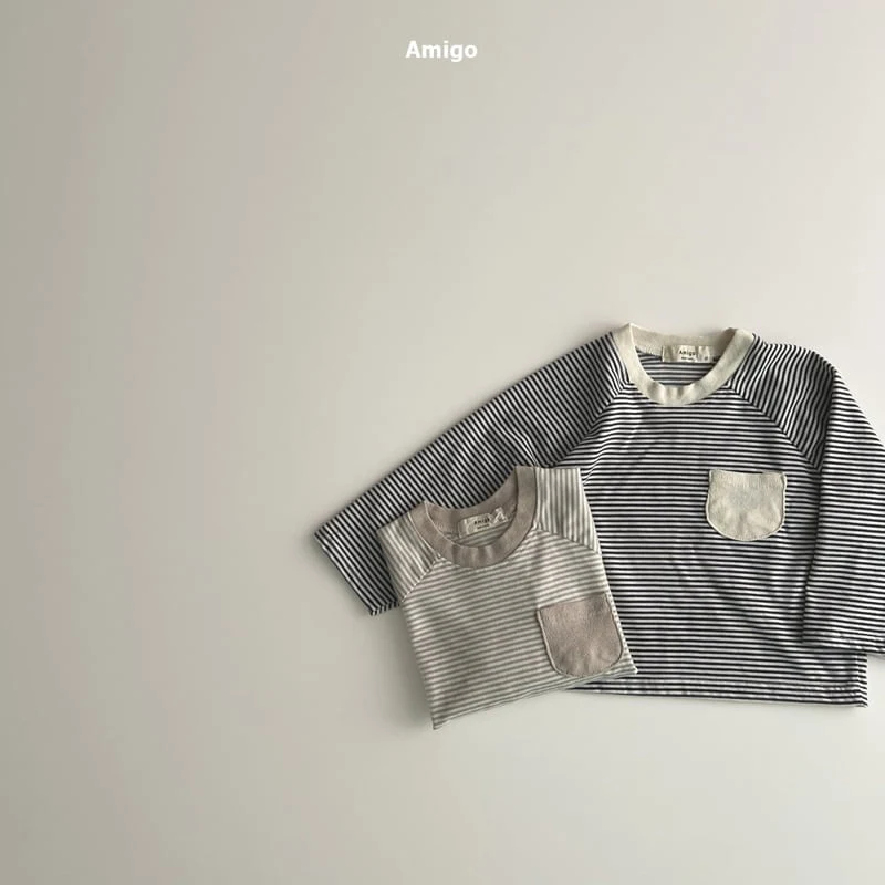 Amigo - Korean Baby Fashion - #babylifestyle - Pocket Stripe Tee - 8