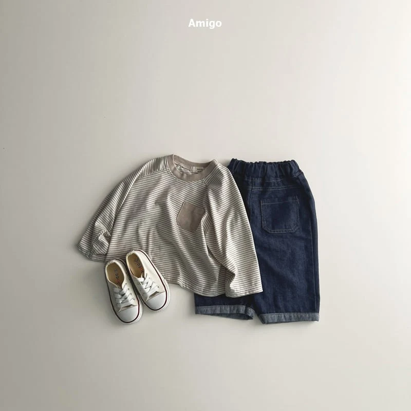 Amigo - Korean Baby Fashion - #babyoutfit - Pocket Stripe Tee - 11