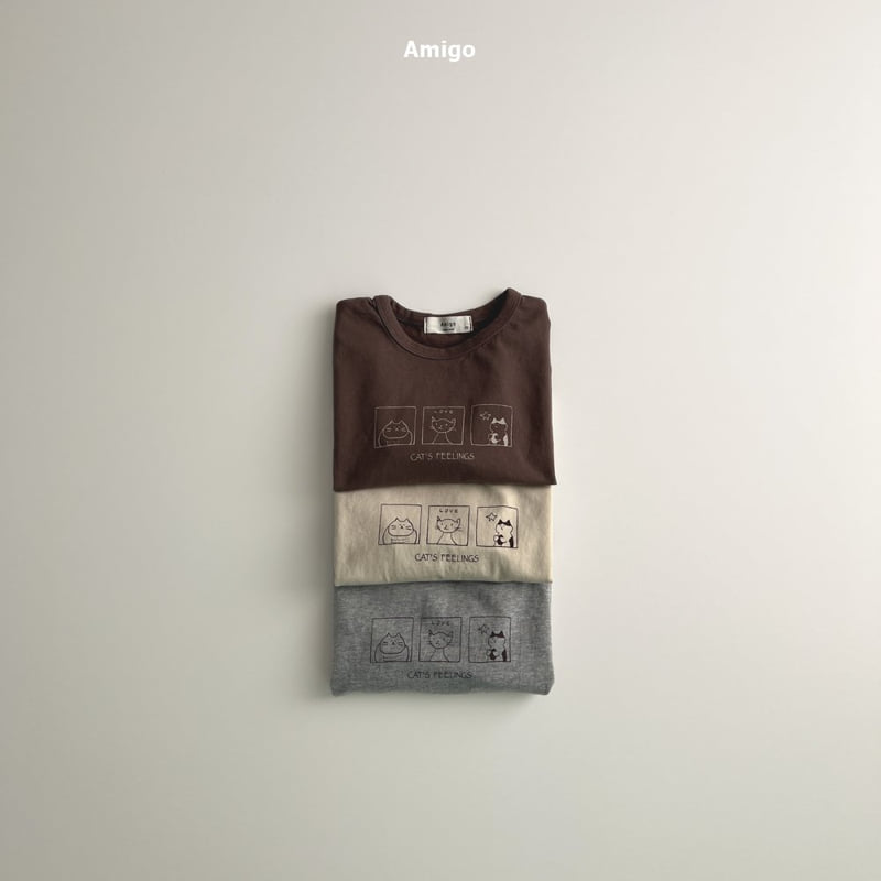 Amigo - Korean Baby Fashion - #babyoutfit - Cat Print Tee - 6