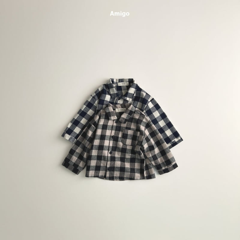 Amigo - Korean Baby Fashion - #babyoutfit - Gingham Check Shirt