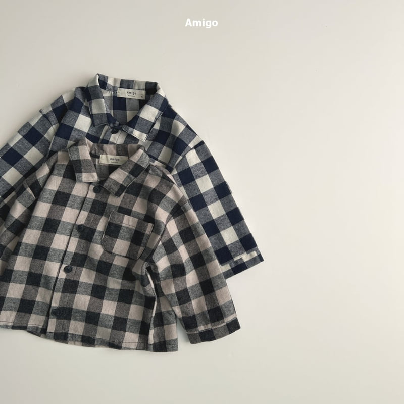 Amigo - Korean Baby Fashion - #babyoutfit - Gingham Check Shirt - 2