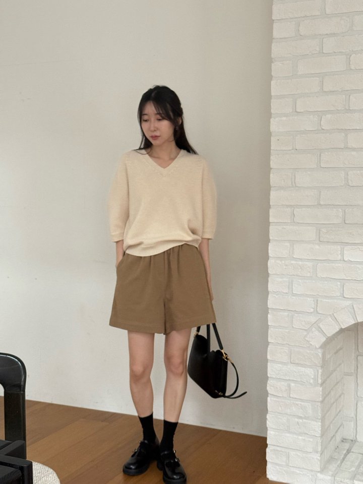 Amygrace - Korean Women Fashion - #momslook - Rabbit Wholegarment Short Sleeved Knit Top - 11