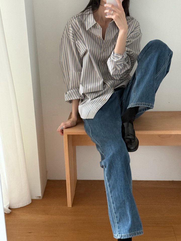 Amygrace - Korean Women Fashion - #momslook - Bake Stripe Shirt - 10