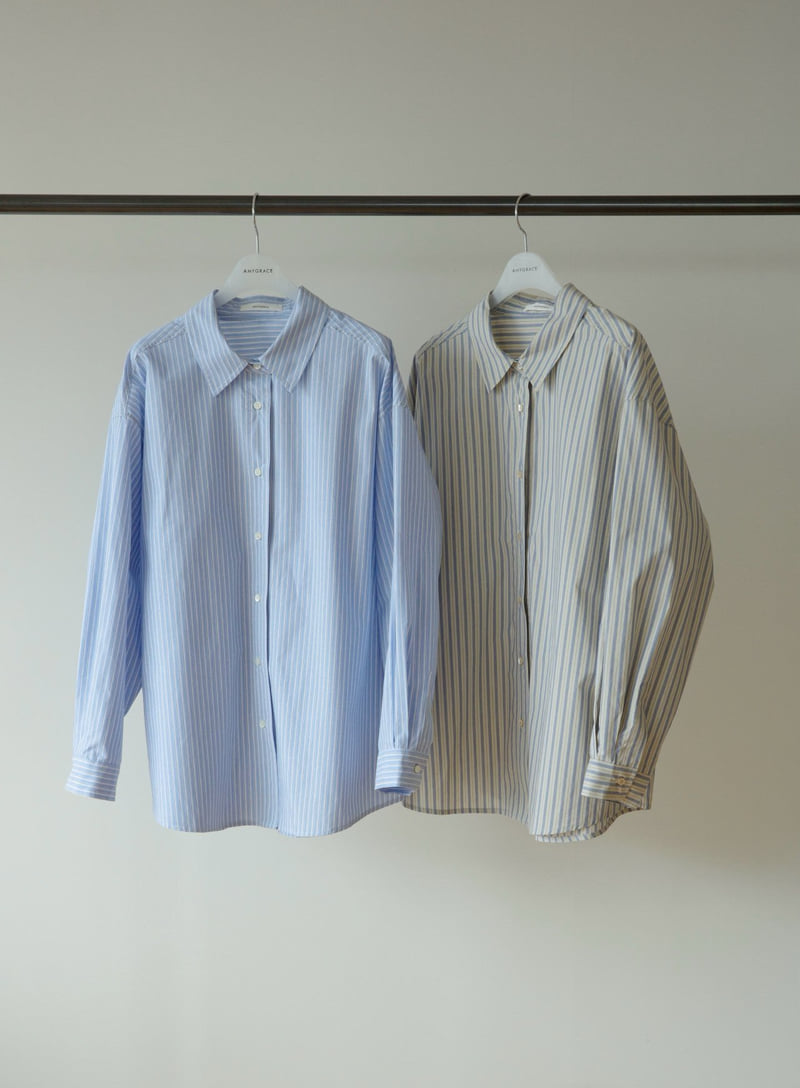 Amygrace - Korean Women Fashion - #momslook - Bake Stripe Shirt - 12