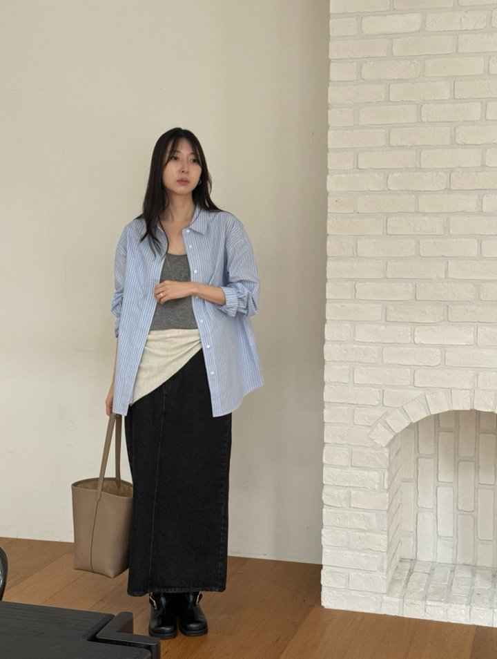 Amygrace - Korean Women Fashion - #momslook - Bake Stripe Shirt - 6