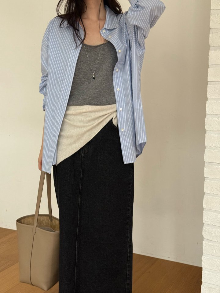 Amygrace - Korean Women Fashion - #thatsdarling - Bake Stripe Shirt - 2