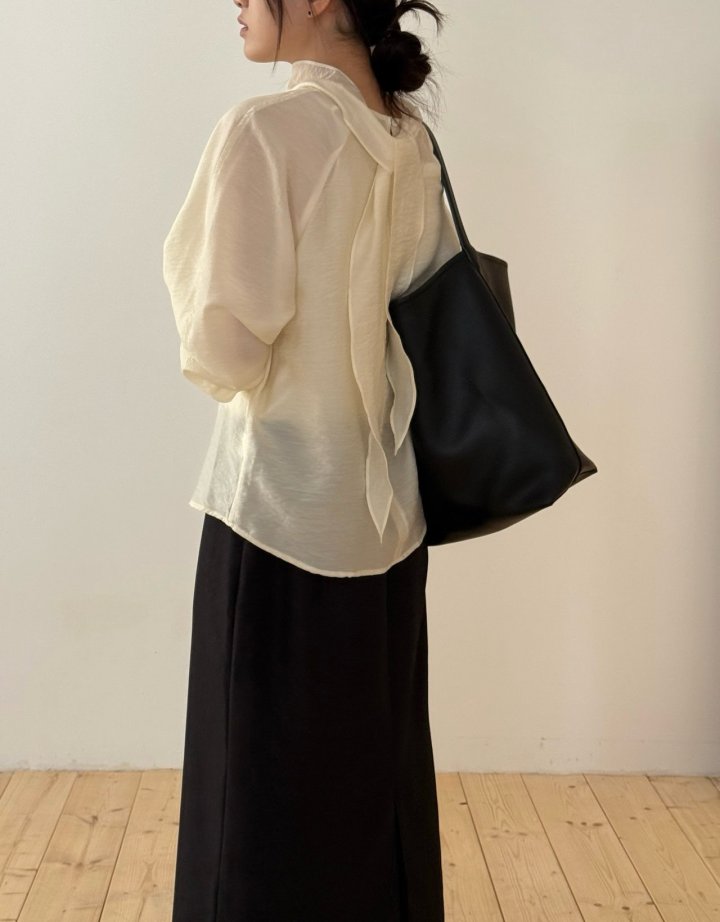 Amygrace - Korean Women Fashion - #vintageinspired - Barret Tie Blouse - 4