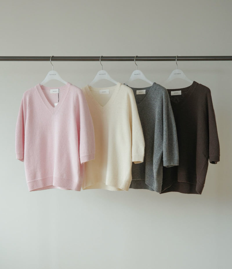 Amygrace - Korean Women Fashion - #womensfashion - Rabbit Wholegarment Short Sleeved Knit Top - 12