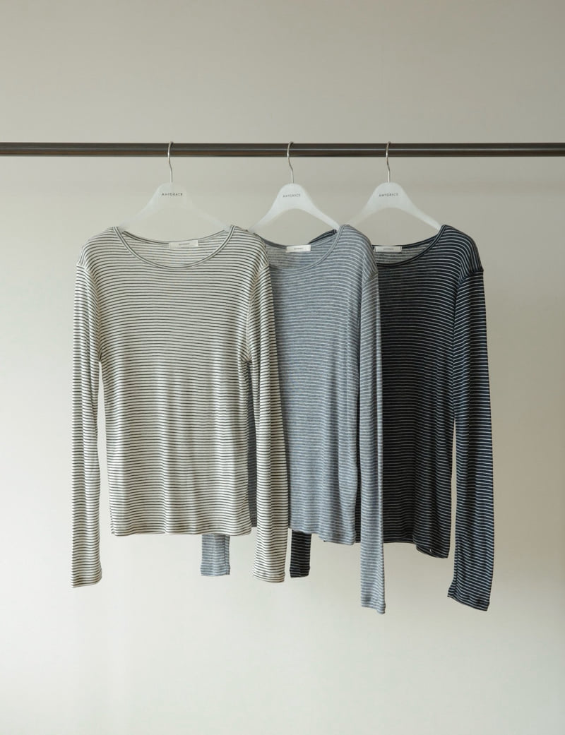 Amygrace - Korean Women Fashion - #womensfashion - Merry Stripe Tee - 12