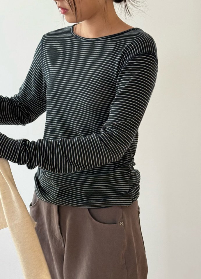 Amygrace - Korean Women Fashion - #womensfashion - Merry Stripe Tee - 2