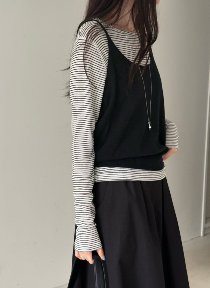 Amygrace - Korean Women Fashion - #womensfashion - Merry Stripe Tee - 8