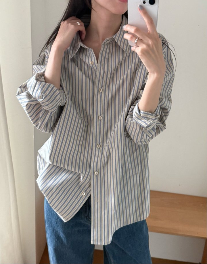 Amygrace - Korean Women Fashion - #womensfashion - Bake Stripe Shirt - 11