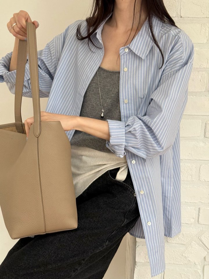 Amygrace - Korean Women Fashion - #womensfashion - Bake Stripe Shirt - 7