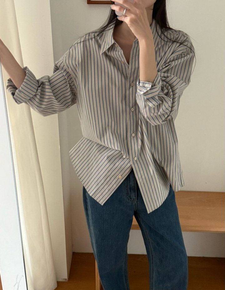 Amygrace - Korean Women Fashion - #womensfashion - Bake Stripe Shirt - 9