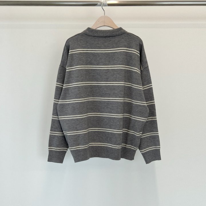 Another Avenue - Korean Women Fashion - #momslook - From Stripe Collar Knit Top - 10