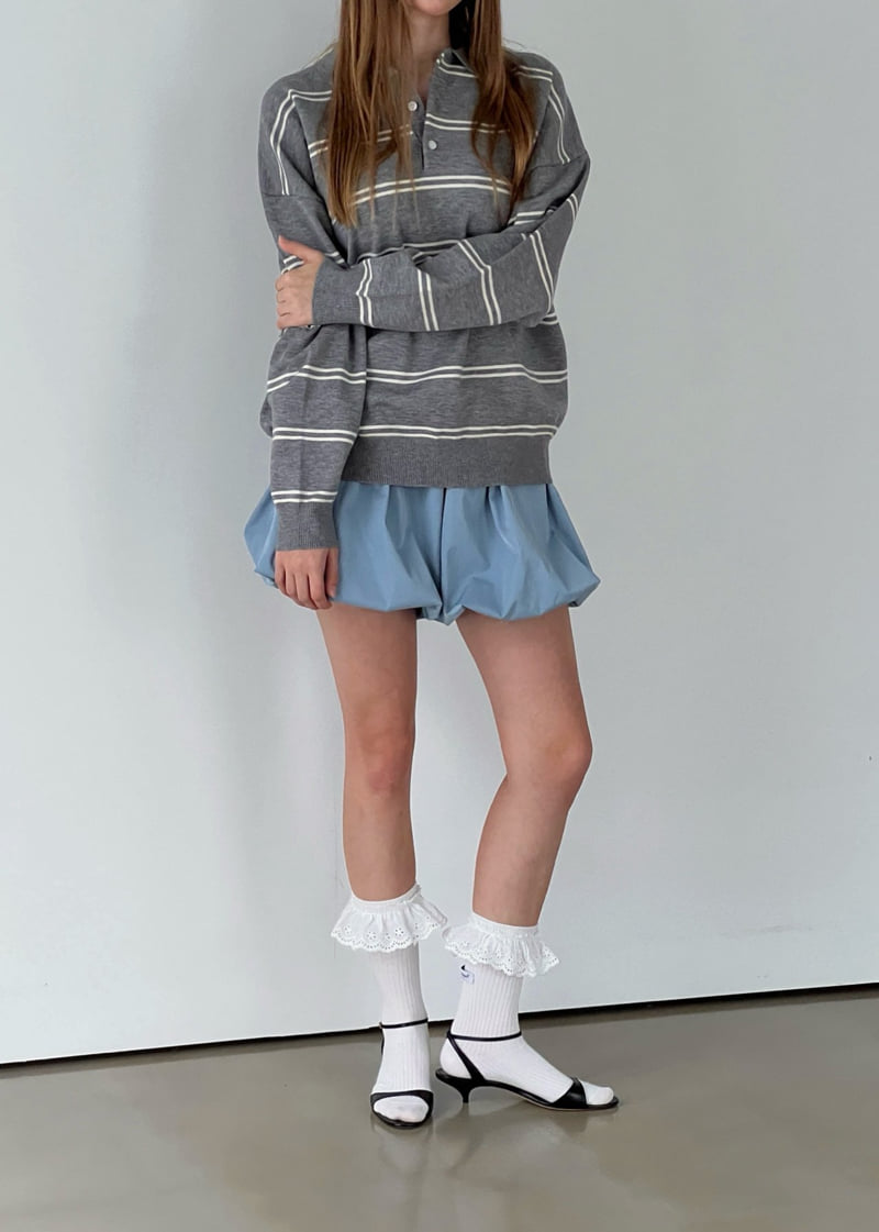 Another Avenue - Korean Women Fashion - #momslook - From Stripe Collar Knit Top - 12