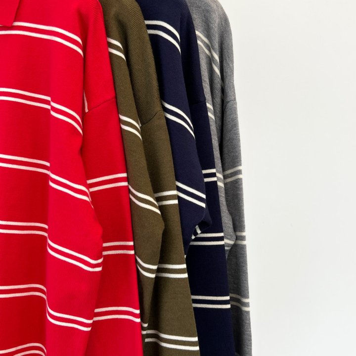 Another Avenue - Korean Women Fashion - #momslook - From Stripe Collar Knit Top - 2