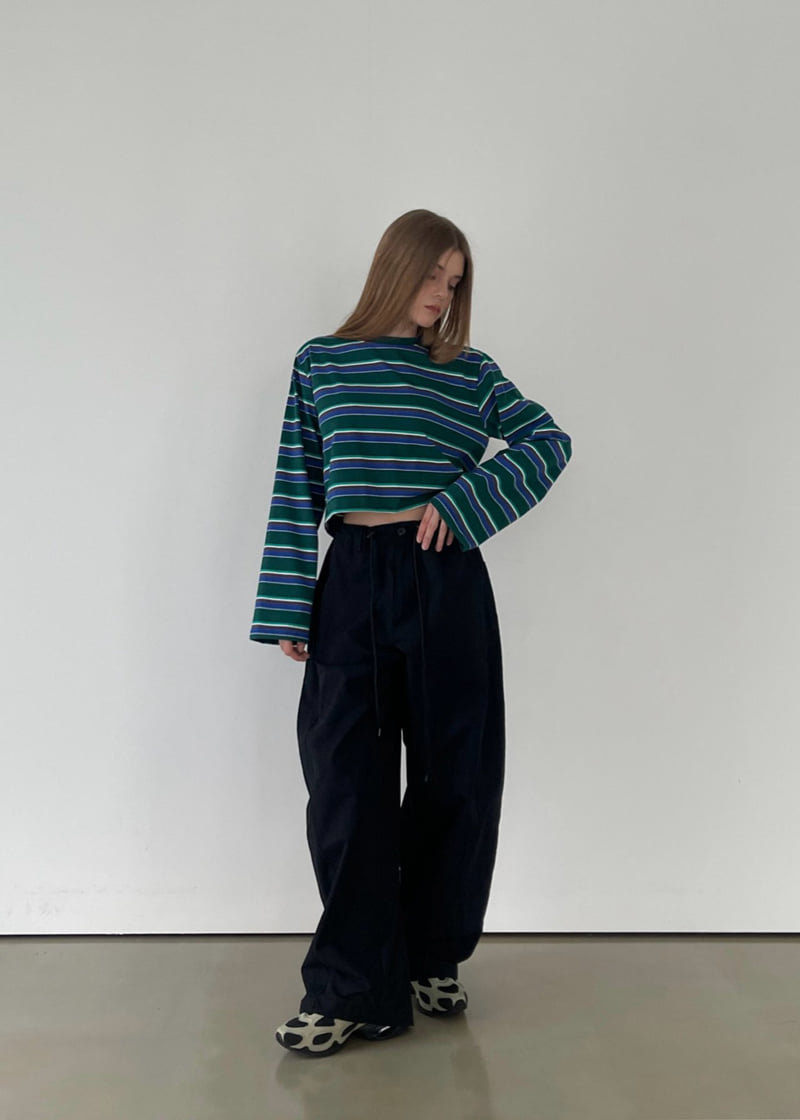 Another Avenue - Korean Women Fashion - #momslook - Multi Stripe Crop Tee - 10