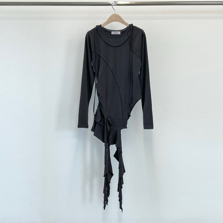 Another Avenue - Korean Women Fashion - #momslook - Diagonal Frill Tee - 6