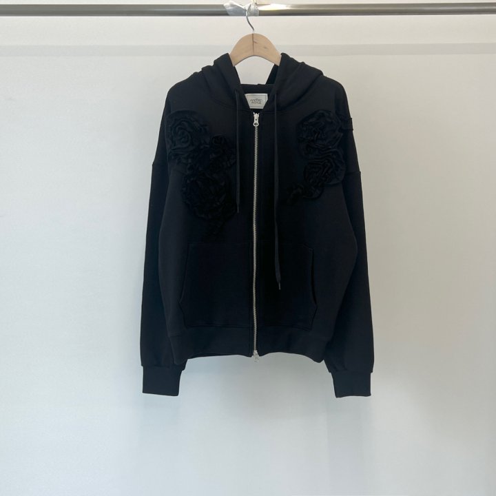 Another Avenue - Korean Women Fashion - #pursuepretty - Handle Flower Zip-up Jacket - 6