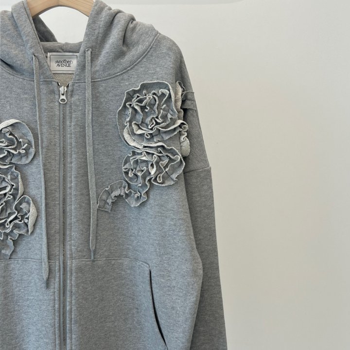 Another Avenue - Korean Women Fashion - #romanticstyle - Handle Flower Zip-up Jacket - 8