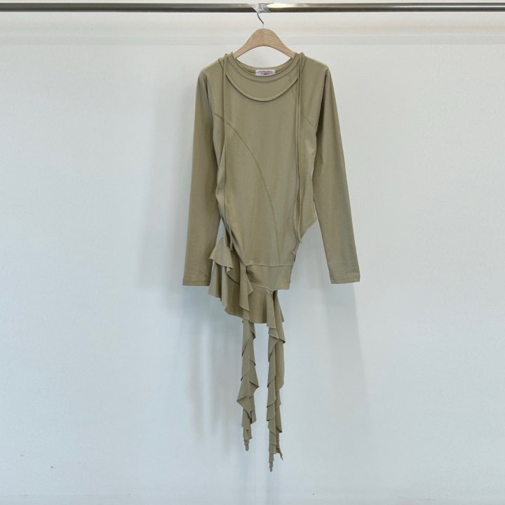 Another Avenue - Korean Women Fashion - #shopsmall - Diagonal Frill Tee - 4