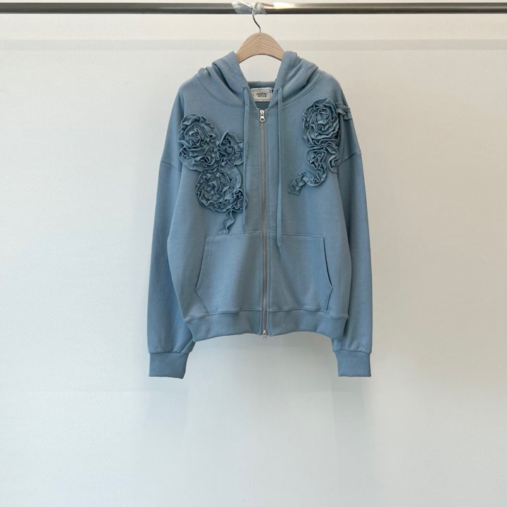Another Avenue - Korean Women Fashion - #womensfashion - Handle Flower Zip-up Jacket - 4