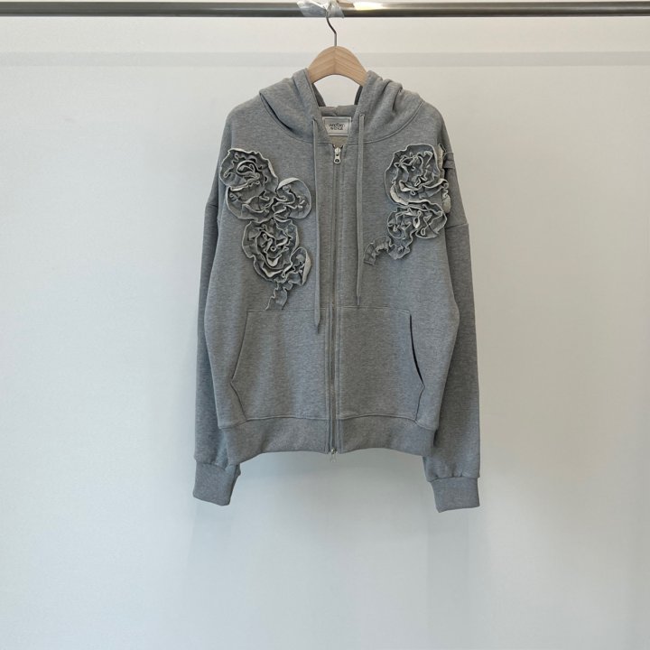 Another Avenue - Korean Women Fashion - #vintagekidsstyle - Handle Flower Zip-up Jacket - 5