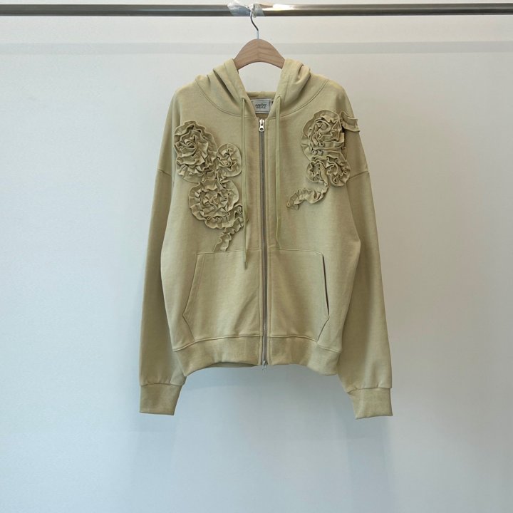 Another Avenue - Korean Women Fashion - #womensfashion - Handle Flower Zip-up Jacket - 3