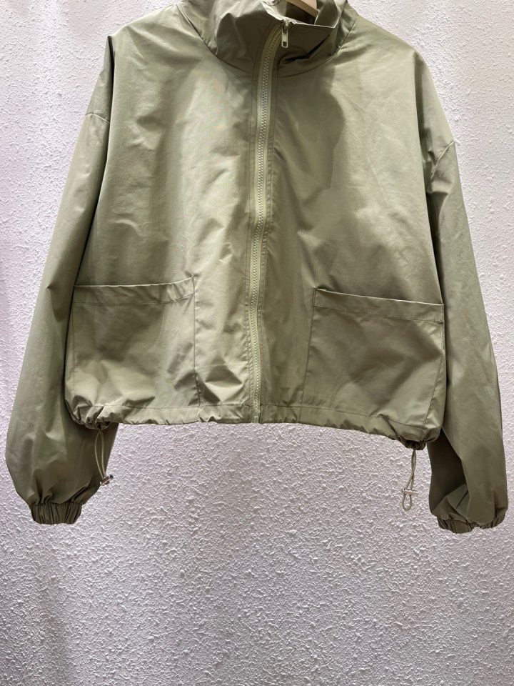 Another Plan - Korean Women Fashion - #vintagekidsstyle - Zip-up String Windbreaker - 2
