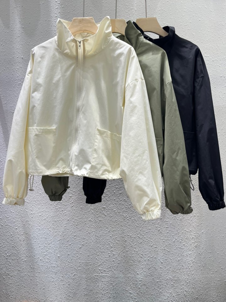 Another Plan - Korean Women Fashion - #womensfashion - Zip-up String Windbreaker - 10