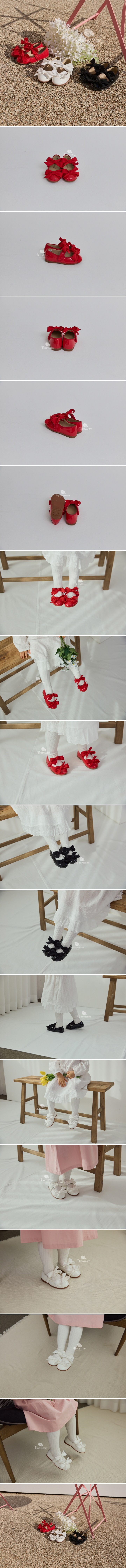 Babyzzam - Korean Children Fashion - #childofig - Y910 Double Ribbon Flats