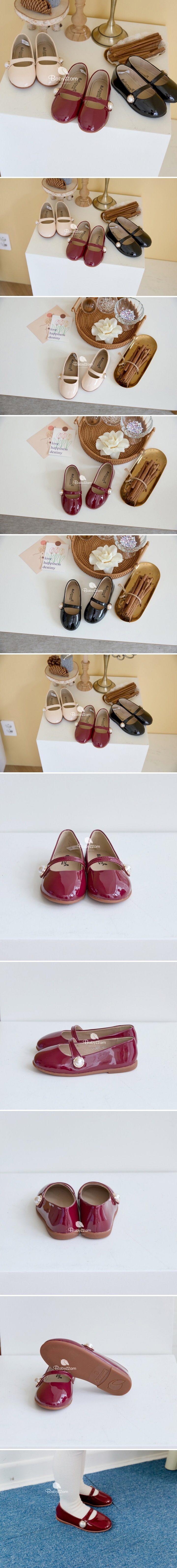 Babyzzam - Korean Children Fashion - #kidzfashiontrend - Y889 Pearl Flats