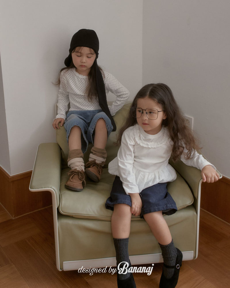 Banana J - Korean Children Fashion - #prettylittlegirls - A-Cut Denim Pants - 4