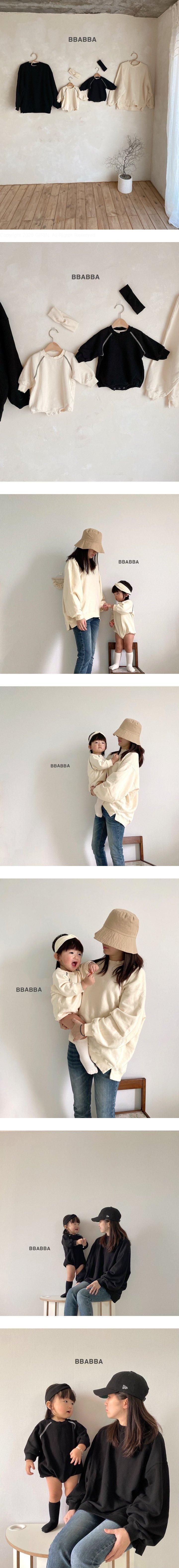 Bbabba - Korean Women Fashion - #momslook - Black Cream Sweatshirt (Mom)