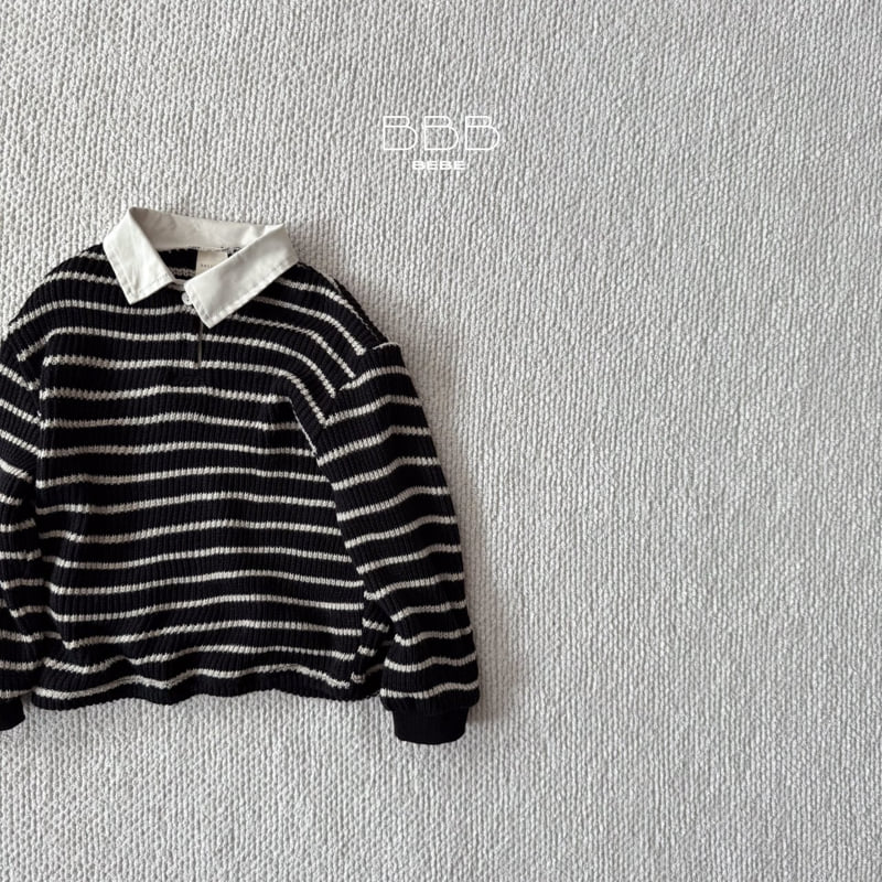 Bella Bambina - Korean Baby Fashion - #babyboutiqueclothing - Bebe Stripe Knit Collar Tee - 2