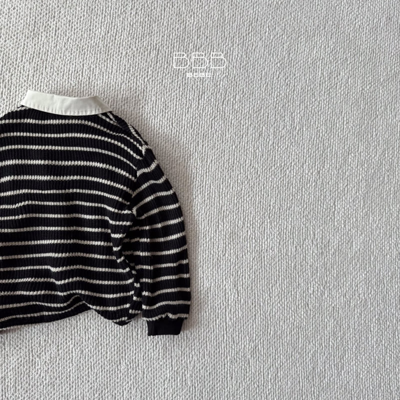 Bella Bambina - Korean Baby Fashion - #babyfever - Bebe Stripe Knit Collar Tee - 5