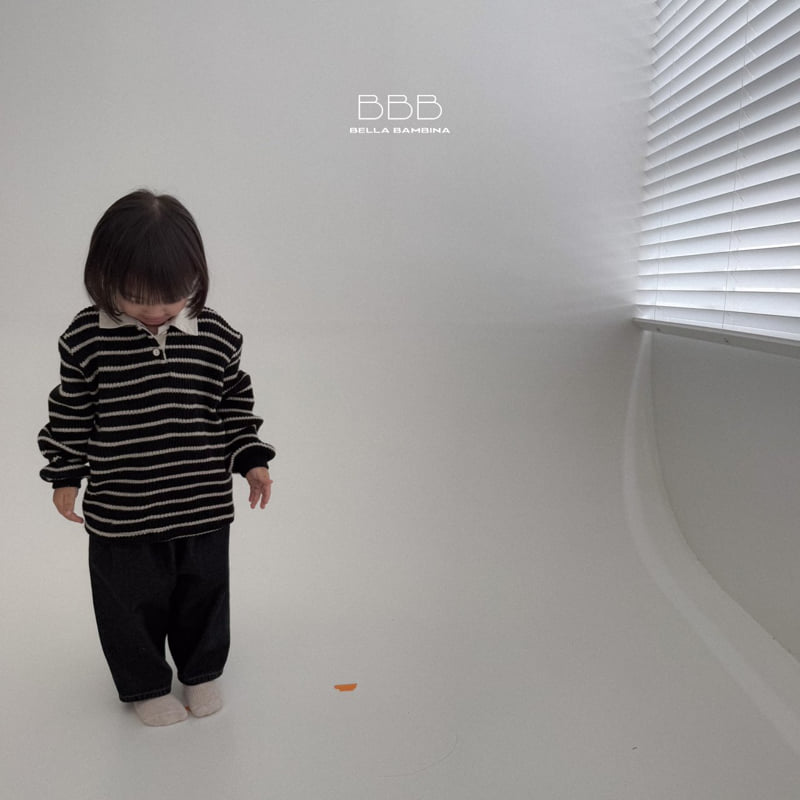 Bella Bambina - Korean Baby Fashion - #babyootd - Bebe Stripe Knit Collar Tee - 9
