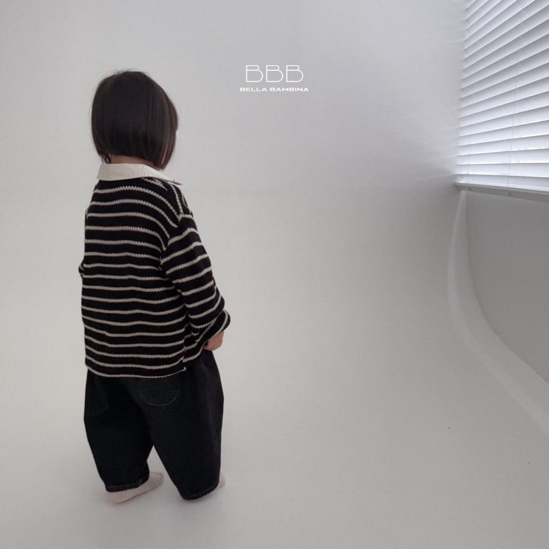 Bella Bambina - Korean Baby Fashion - #babywear - Bebe Stripe Knit Collar Tee - 12