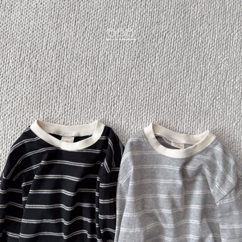 Bella Bambina - Korean Children Fashion - #kidsshorts - Note Stripe Boxy Tee - 2