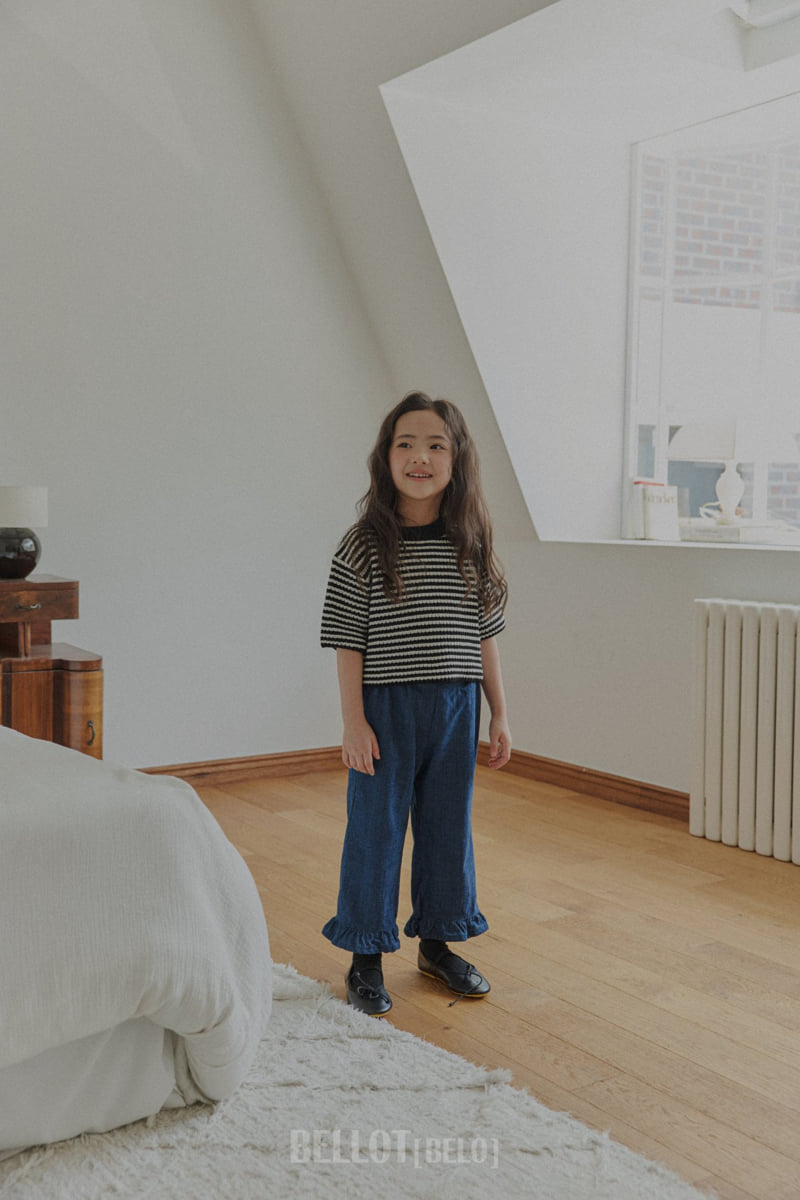 Bellot - Korean Children Fashion - #littlefashionista - Frill Denim Pants - 10