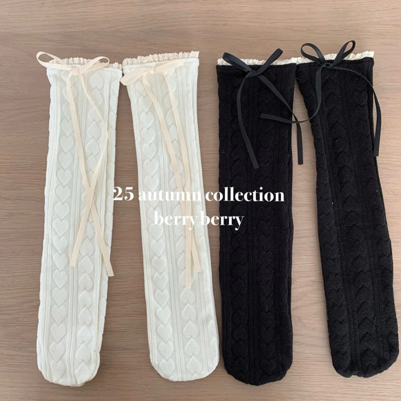 Berry Berry - Korean Children Fashion - #kidsshorts - Heart Knee Socks - 2